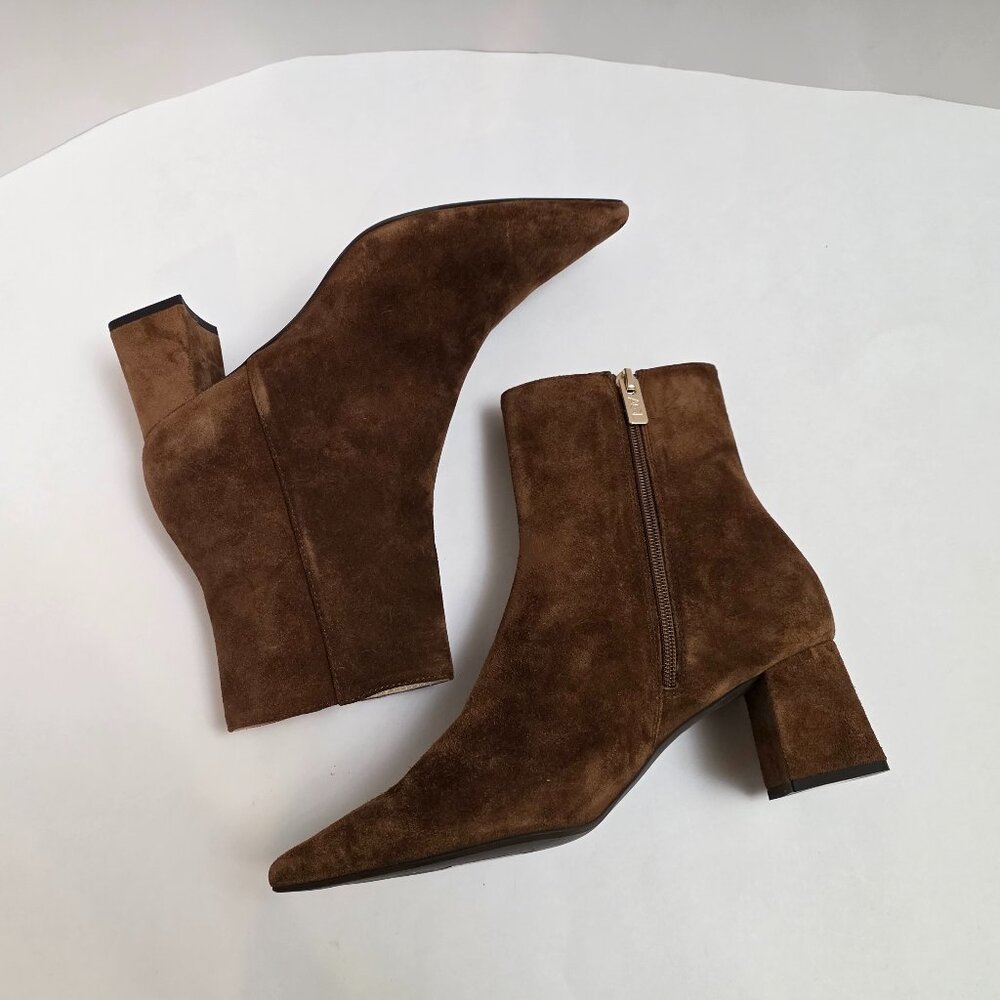 AGL Mimma Pointed Toe Block Heel Suede Bootie In … - image 7